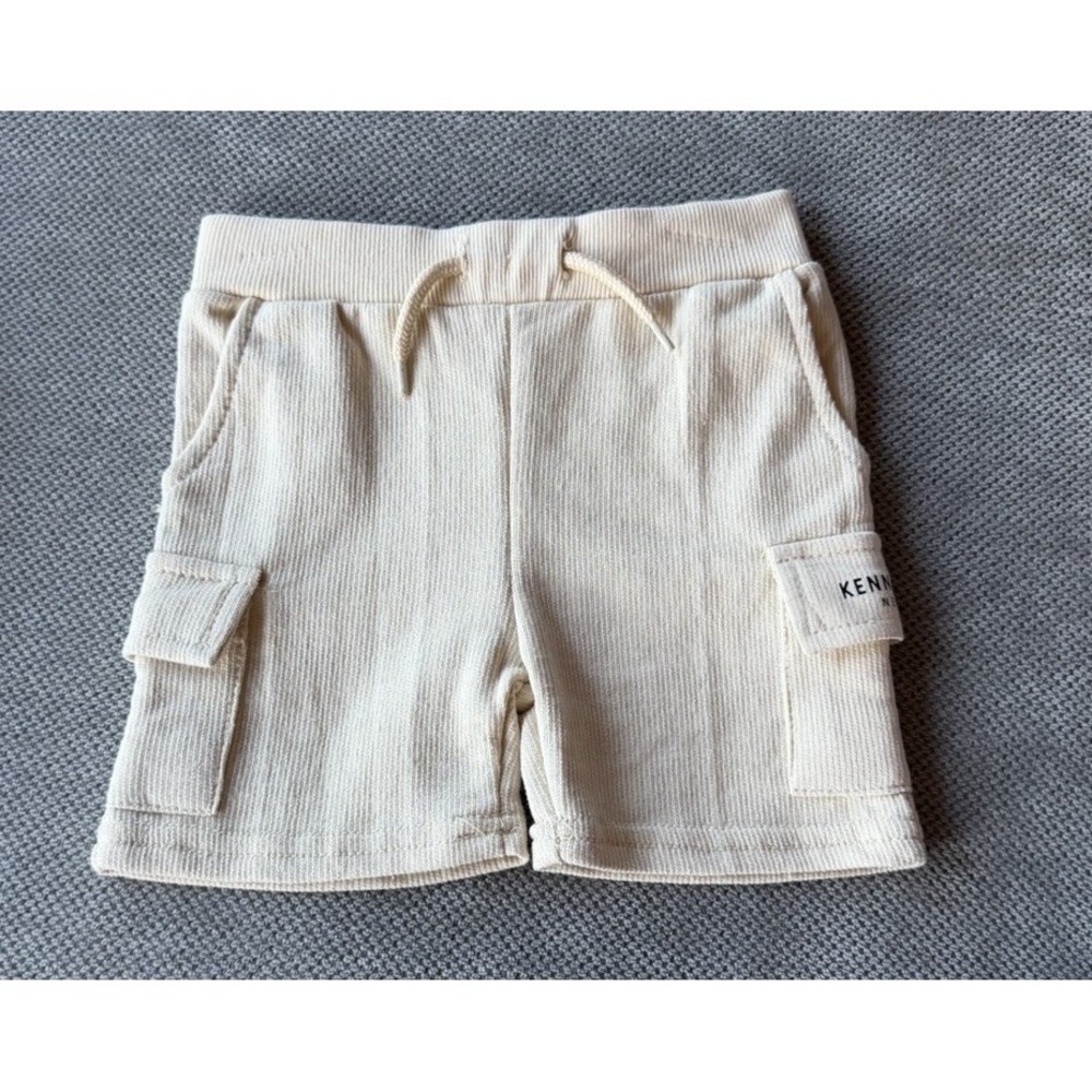 Kenneth Cole 12M Cream Ribbed Cargo Shorts NWOT Toddler Boys Neutral Drawstring
